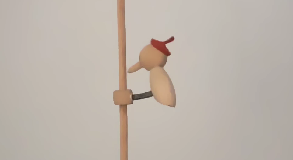 The motion of a toy woodpecker
